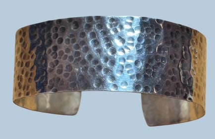 Handmade Hammered Sterling Cuff Bracelet