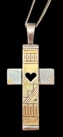 14K Gold and Sterling Cross Pendant on Sterling Chain Caroline Pollack Studios