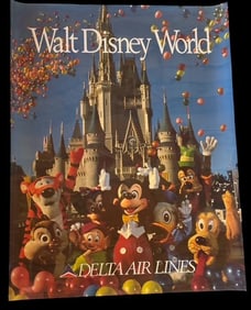 Vintage Delta Airlines Travel Poster Walt Disney World