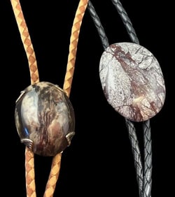 Pair of Agate Stone Bolo Ties