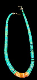 Native American Turquoise and Spiny Oyster Necklace