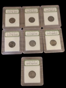 Lot of Seven Brilliant Uncirculated Jefferson Nickels