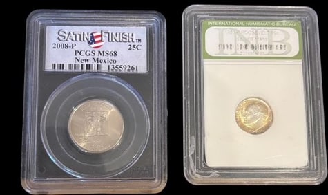 Lot of Two US Coins Satin Finish PCGS MS 68 and MS70
