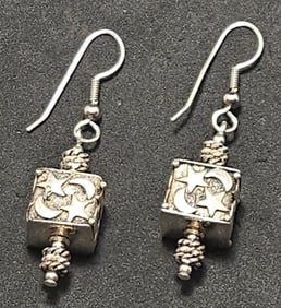 Sterling Moon/Star Pierced Earrings