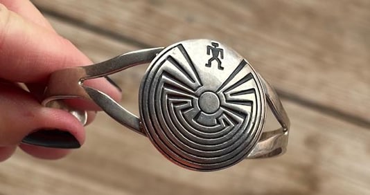 Native American Sterling Signed B Webb Cuff Bracelet