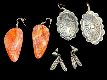 Three Pair of Native American Earrings