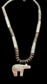 Signed Sterling Necklace with 14K Gold and Sterling  Pendant