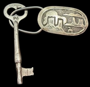 Native American Navajo Sterling Key Ring Signed P