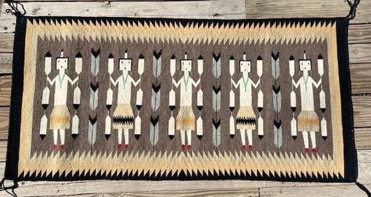 Native American Hand Woven Yei Design Rug