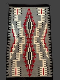 Mae Tso Storm Pattern Navajo Hand Woven Rug with COA
