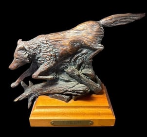 Bronze Timber Wolf Statue by William Sharles (1940-2023)