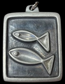 Swedish Made Mid-Century Pewter Pendant signed tenn
