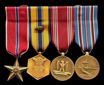 Military Ribbon Bar and Four Medals