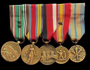 Military Ribbon Bar and Five Medals