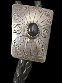 Sterling and Stone Bolo Tie Ca. 1970