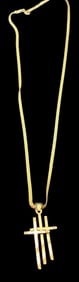 14K Gold Chain and 10K Gold Three Crosses Pendant