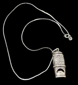 10K Gold Filled Necklace with Cabbie Style Antique Whistle