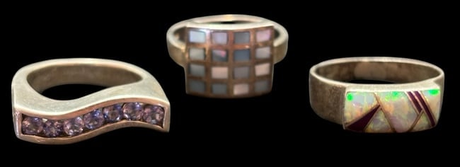 Lot of Three Sterling and Stone Rings