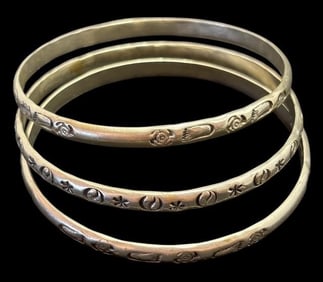 Lot of Three Sterling Mexican Bangle Bracelets