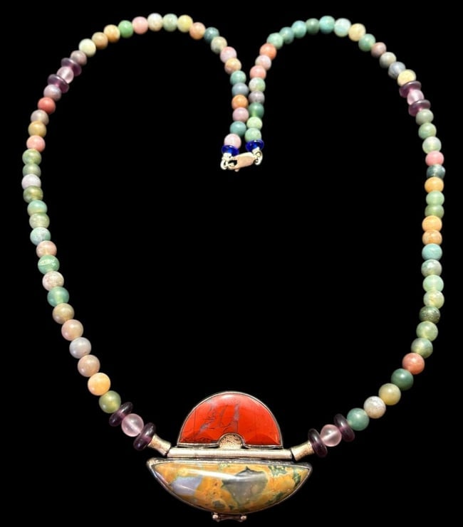 Sterling and Stone Pendant Necklace Signed Tische (1 of 2)