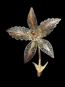 Sterling Silver Filigree Floral Brooch