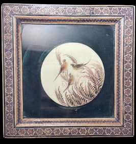 Painting On Bone in Antique Arabesque Frame