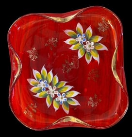 Hand Painted and Blown Pinch Bowl Ca. 1890