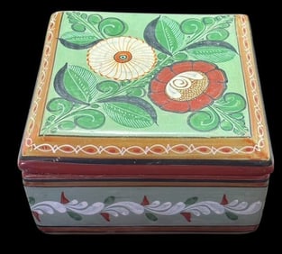Artist Signed JJ Vintage Tonala Mexico Folk-Art Pottery Box