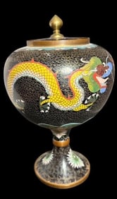 1900's Cloisonné Dragon Lidded Urn