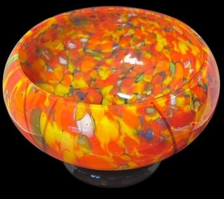 Mid-Century Czechoslovakian Hand Blown Slag Bowl