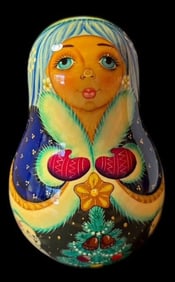 Roly Poly Matryoshka Doll Artist Signed