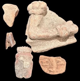 Lot of Five Pre Columbian Pottery Pieces 1200 CE