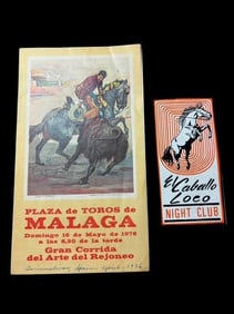 Circa 1976 Two Spanish Bullfighting Ephemera Pieces