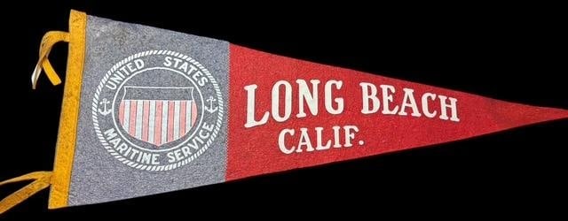 Vintage United States Maritime Services Long Beach California Pennant
