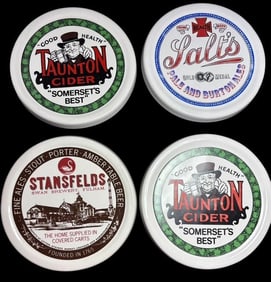 Lot of Four Taunton Pottery Country Crafts Advertising Bar Coasters