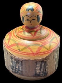 Hand Painted and Signed Wooden Kokeshi Box