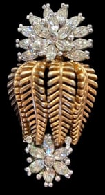 Mid Century Silvertone and Goldtone Brooch - Signed Pennino