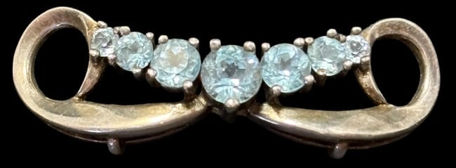 Antique Sterling Slide Pendant with Light Blue Topaz Stones