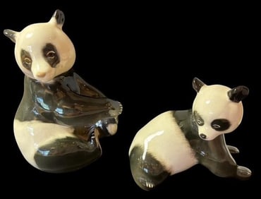 Lot of Two USSR Lomonosov Porcelain Panda Figures