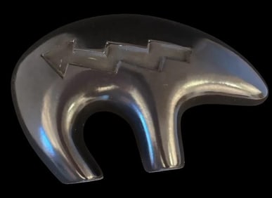 Native American Navajo Adakai Blackware Pottery Bear Figure