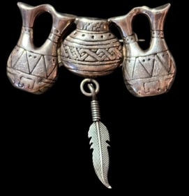 Native American Signed George Sandoval Sterling Brooch