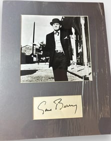 Signature Card and Photo of Gene Barry as Bat Masterson