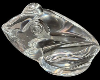 Signed Daum, France Art Glass Frog Figure