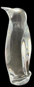 Signed Daum Art Glass Penguin Figurine Large
