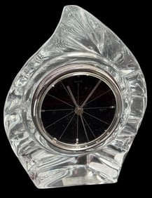 Signed Daum, France Art Glass Desk Clock