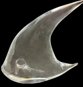 Signed Daum, France Art Glass Angel Fish Figure Large