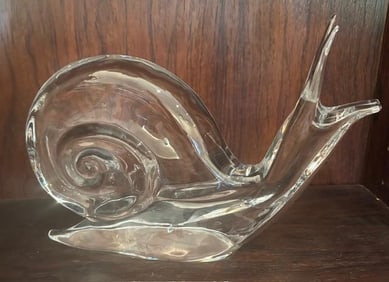 Signed Daum Art Glass Snail Figure Extra Large
