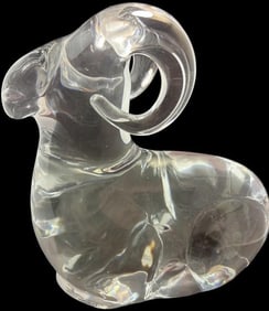 Signed Daum Art Glass Ram Figure Large