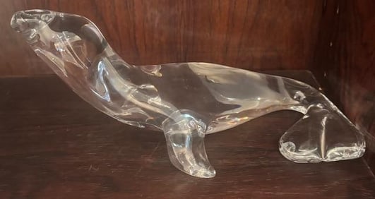 Signed Daum Art Glass Seal Figure Extra Large