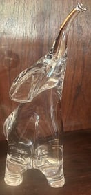 Signed Daum Art Glass Elephant Figure Extra Large